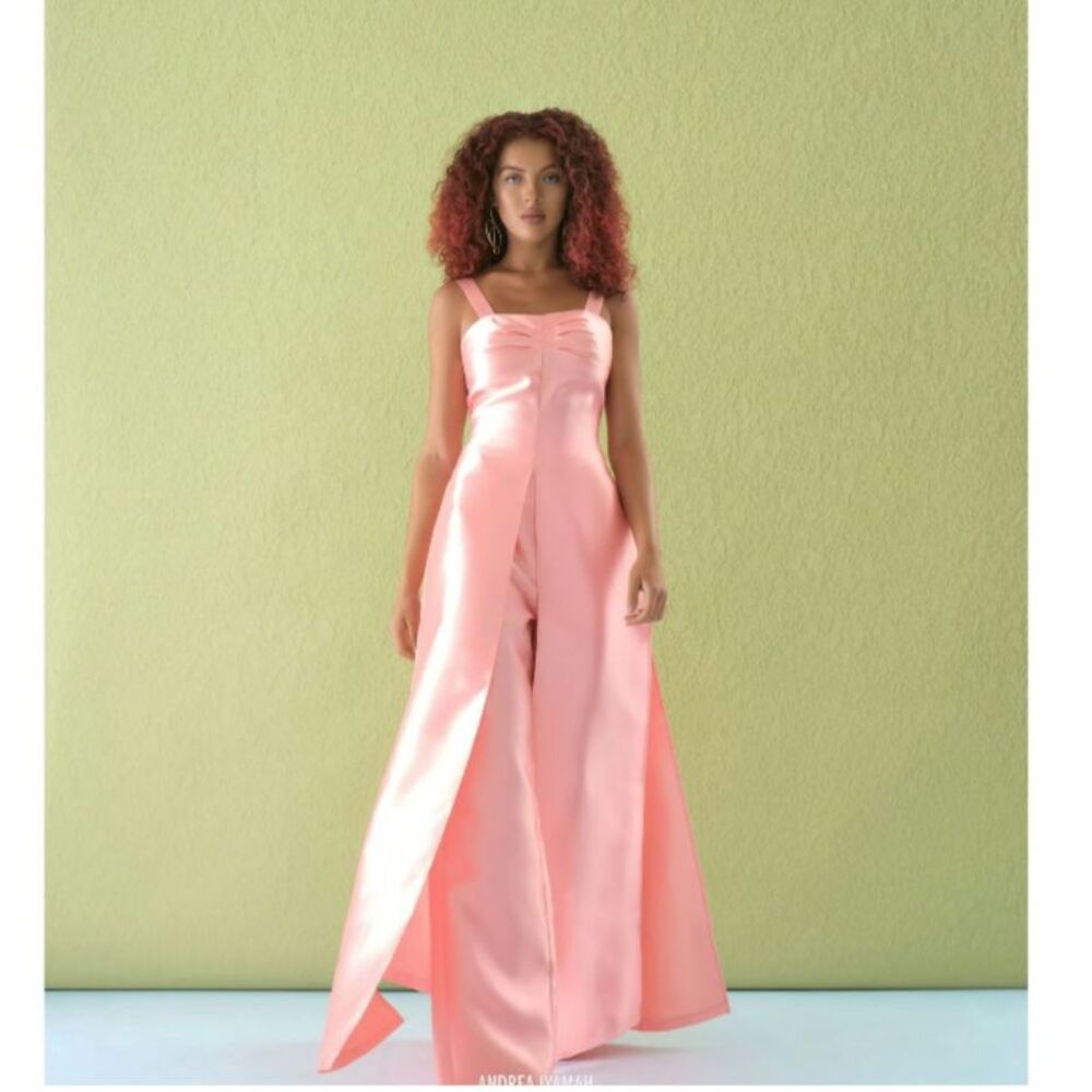 ANDREA IYAMAH Gorgeous Satin Coral Floor Length Sleeveless Tunic Sz 6 NWT $375!!